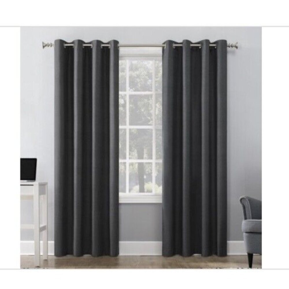 Sun Zero Duran Charcoal Polyester Solid 50 in. W X 95 in.  Single Panel